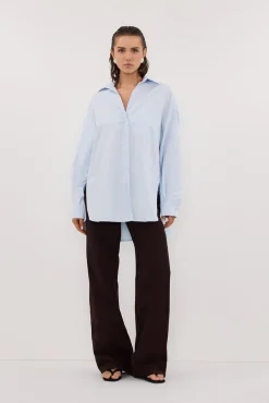 RHEA 2.0 ICE BLUE OVERSIZED COTTON SHIRT (Copy)