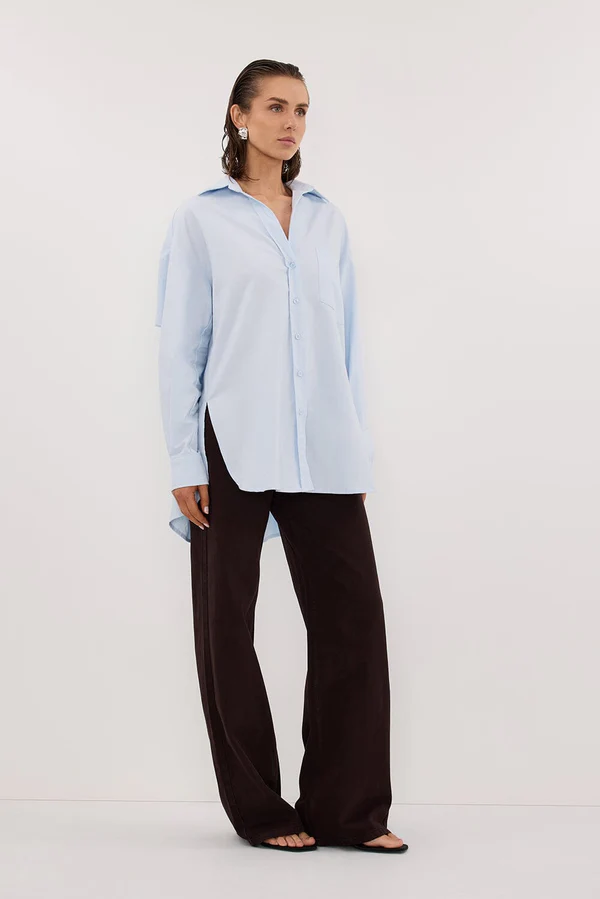 RHEA 2.0 ICE BLUE OVERSIZED COTTON SHIRT (Copy) - Image 3